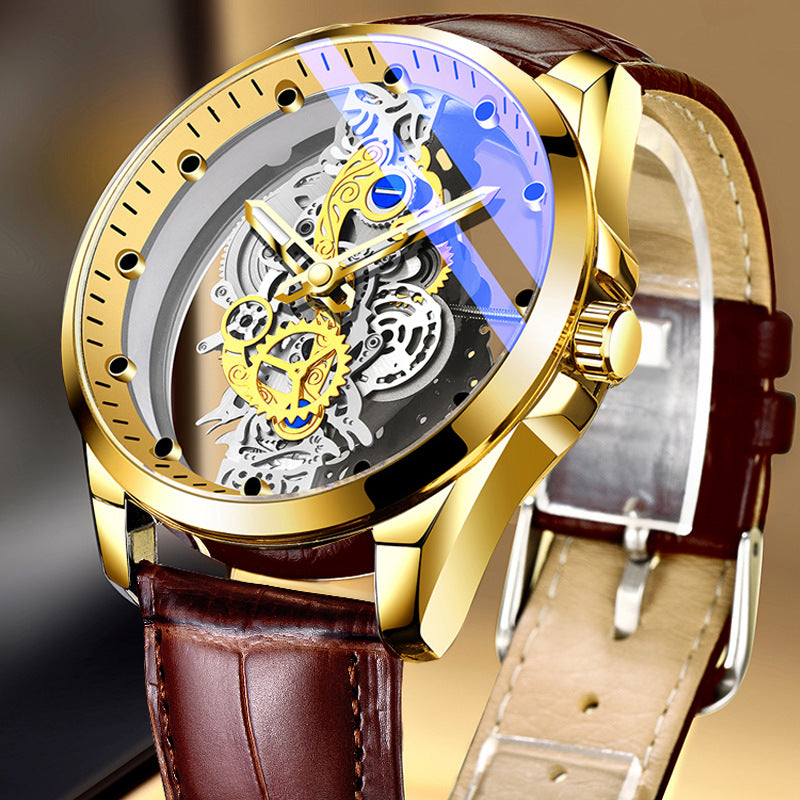 Cross-Border Dropshipping New Double-Sided Hollow Fully Automatic Movement Non-Mechanical Watch Tourbillon Watch Men's Waterproof - PATOGAZ