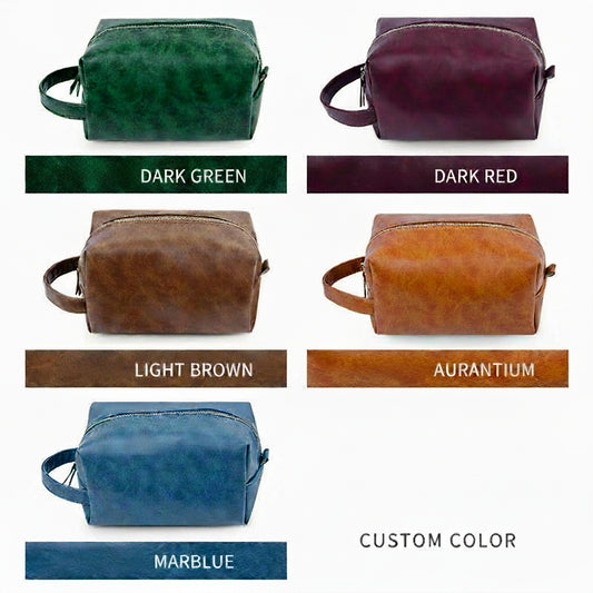 Retro crazy horse pu leather new cross-border cosmetic bag Europe and the United States large capacity travel multi-functional portable washing and storage bag - PATOGAZ