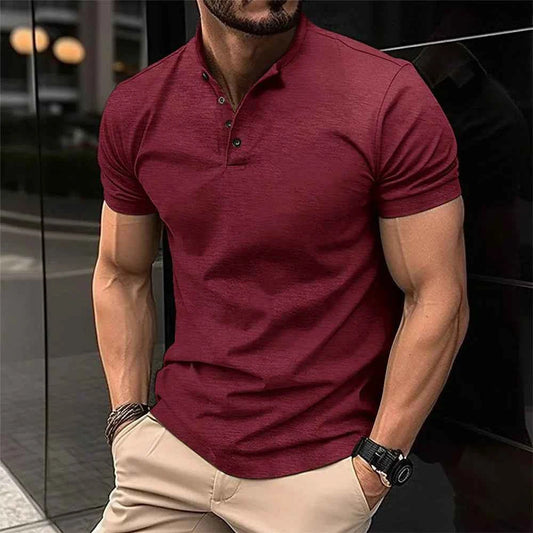 T-shirt Henley Homme Manches Courtes 3 Boutons Sport & Casual