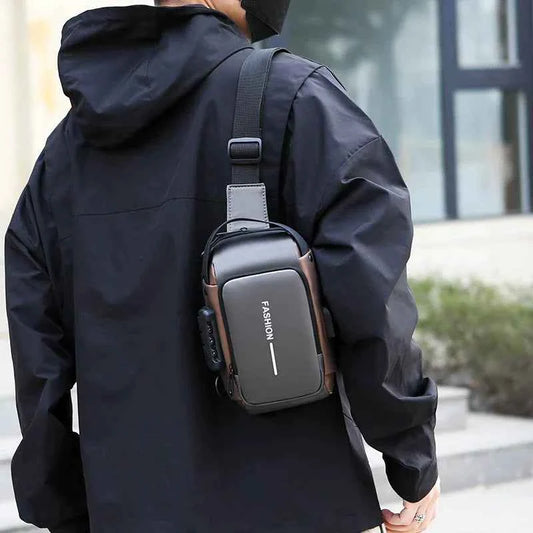 Sac Bandoulière en Tissu Oxford – Sacoche Poitrine Moto Tendance avec Poche Téléphone et Fermeture Éclair