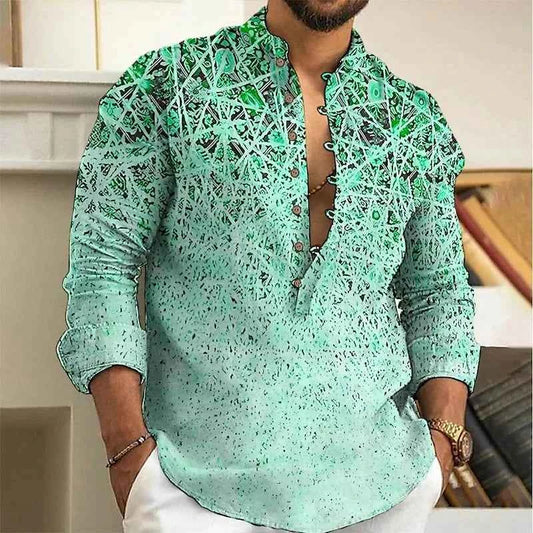 Chemise Homme Fleurie Imprimé 3D / Manches Longues / Style Vintage Streetwear