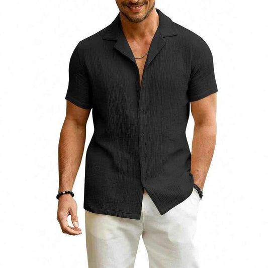 Chemise Homme Manches Courtes en Coton Stretch — Coupe Décontractée, Légère & Respirante