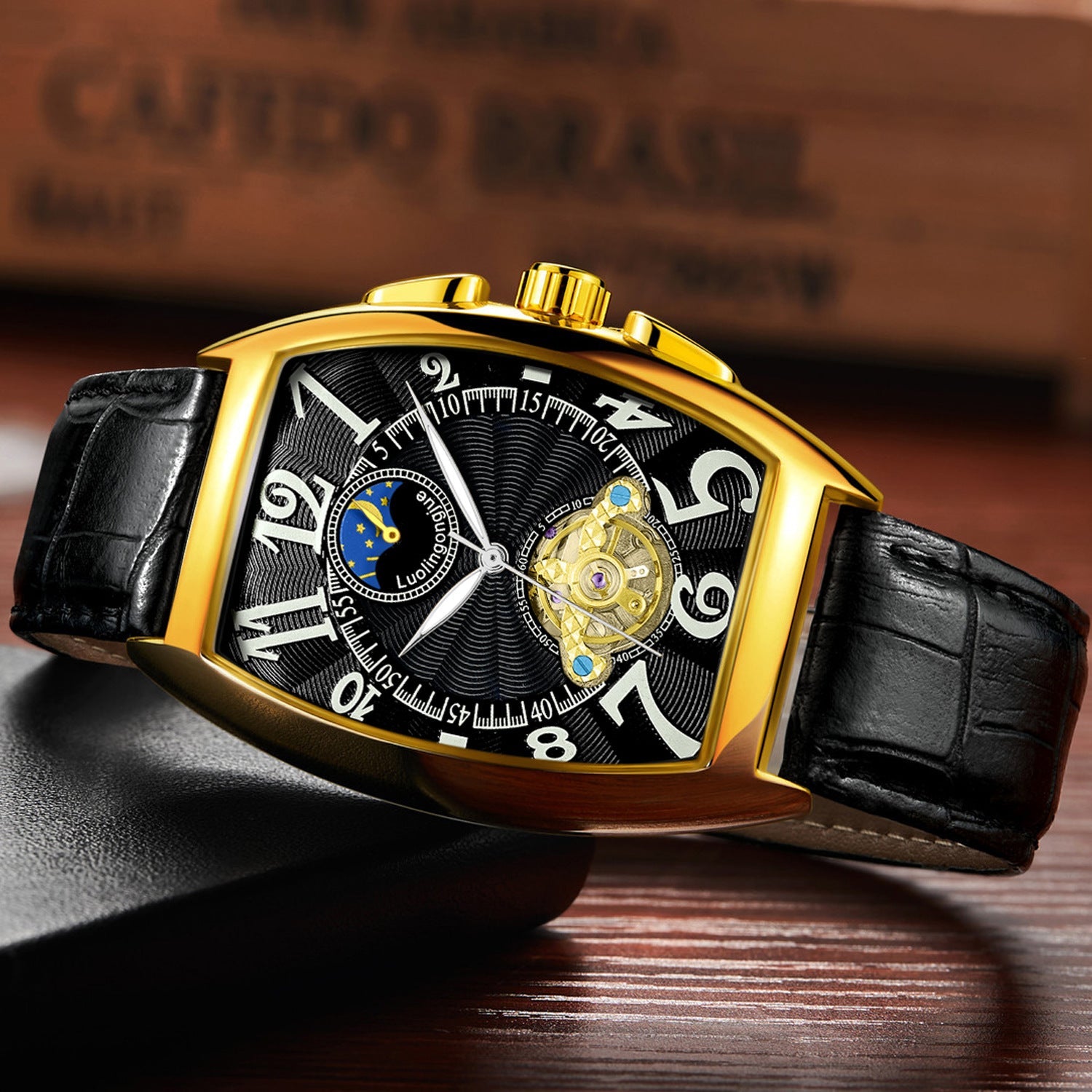 Barrel Type Fully Automatic Wheel Hollow Mechanical Watch Men's Business Simple Fashion Multifunctional Watch Wholesale - PATOGAZ