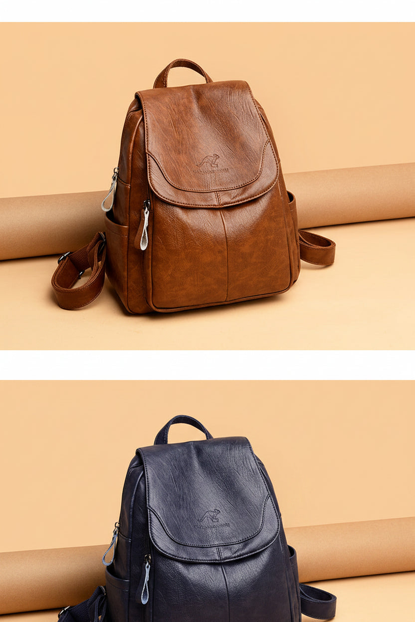 Barrel Kangaroo Women's Bag 2025 New genuine goods Women's Large Capacity Soft Leather Backpack Simple Fashion Travel Bag - PATOGAZ