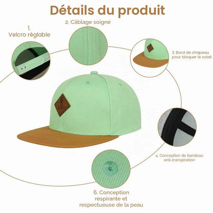 Casquette Snapback Homme Femme, Casquette de Baseball été Réglable, Coton Anti-Soleil Baseball Cap, Casquette Visiere Plate, Casquettes Sport Extérieur Sunhat Chapeau pour Grosses Têtes 56-61CM