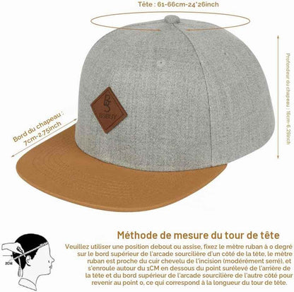 Casquette Snapback Homme Femme, Casquette de Baseball été Réglable, Coton Anti-Soleil Baseball Cap, Casquette Visiere Plate, Casquettes Sport Extérieur Sunhat Chapeau pour Grosses Têtes 56-61CM