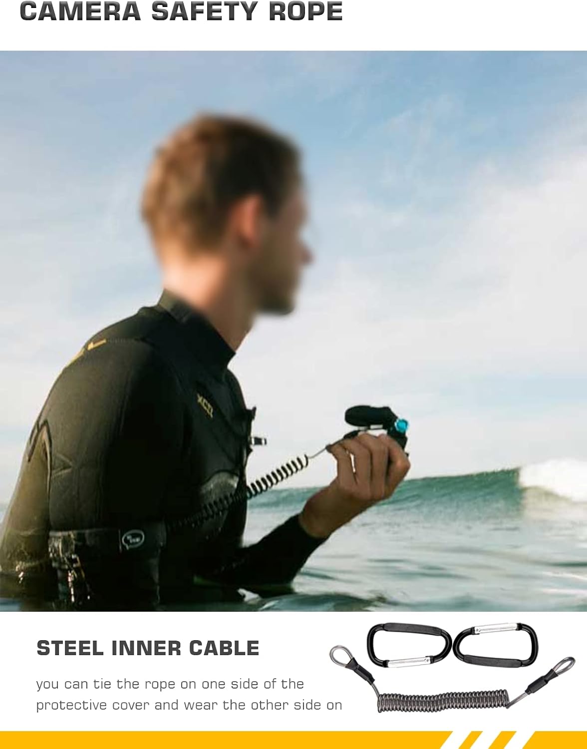 Poignée Flottante GoPro - Lammcou – Monopode Étanche avec Corde de Sécurité & Bracelet - Compatible Hero 13/12/11/10/9, Insta360, DJI