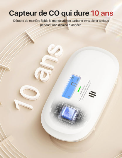 X-Sense XC0C-SR –    Détecteur de Monoxyde de Carbone Autonome Capteur Électrochimique 10 Ans - LCD