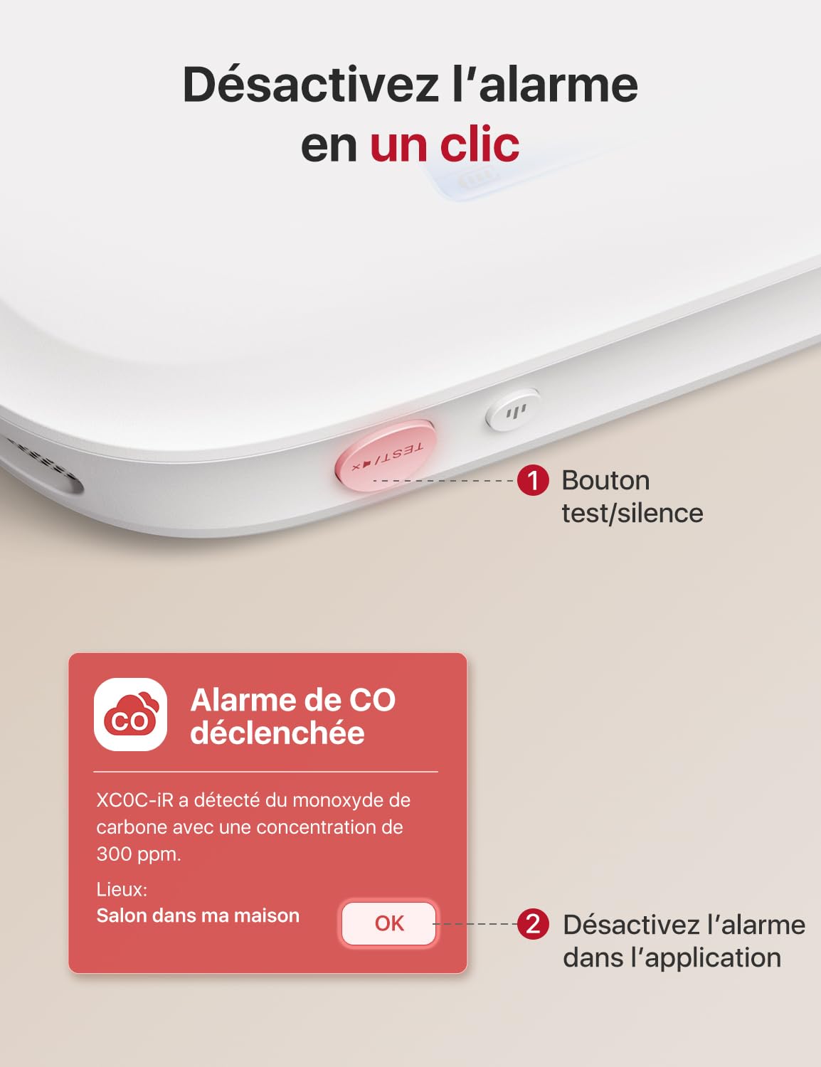 X-Sense XC0C-SR –    Détecteur de Monoxyde de Carbone Autonome Capteur Électrochimique 10 Ans - LCD