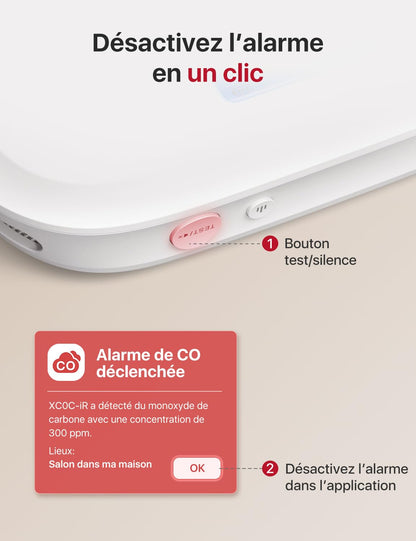 X-Sense XC0C-SR –    Détecteur de Monoxyde de Carbone Autonome Capteur Électrochimique 10 Ans - LCD