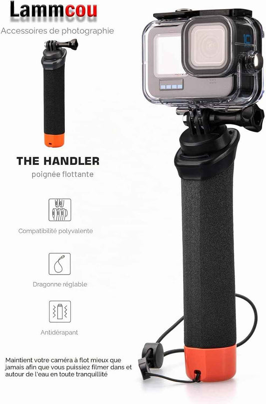 Lammcou Poignée Flottante, Go Pro étanche Handler pour plongée sous-Marine, Monopode avec Corde de sécurité et Bracelet, Floating Hand Grip pour Hero 13 12 11 10 9 Go3 X3 Accessoires | Monopode avec Corde de sécurité et Bracelet, Floating Hand Grip pour H