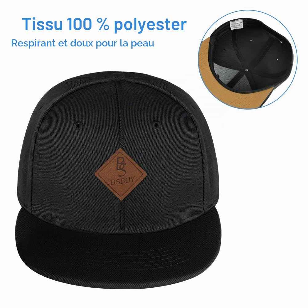 Casquette Snapback Homme Femme, Casquette de Baseball été Réglable, Coton Anti-Soleil Baseball Cap, Casquette Visiere Plate, Casquettes Sport Extérieur Sunhat Chapeau pour Grosses Têtes 56-61CM