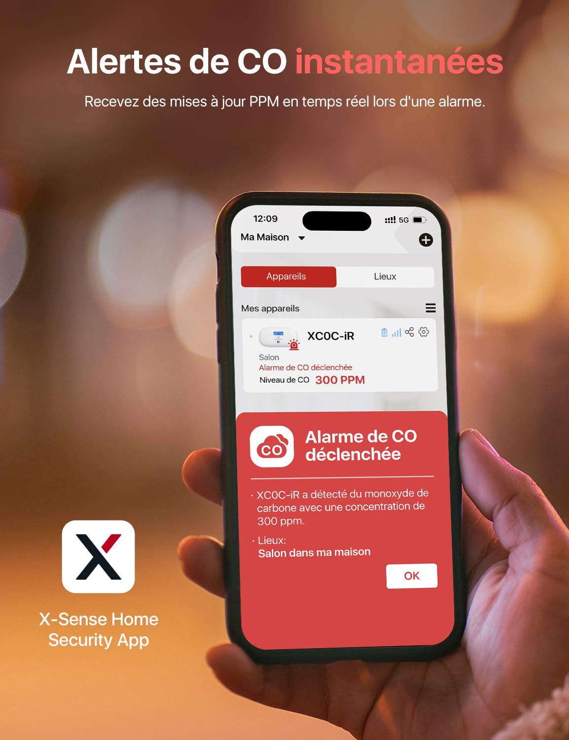 X-Sense XC0C-SR –    Détecteur de Monoxyde de Carbone Autonome Capteur Électrochimique 10 Ans - LCD