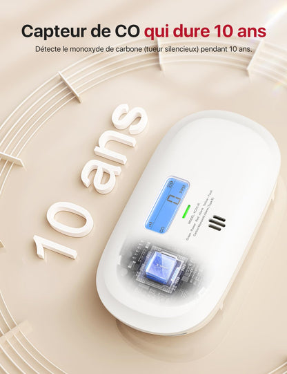 X-Sense XC0C-SR –    Détecteur de Monoxyde de Carbone Autonome Capteur Électrochimique 10 Ans - LCD