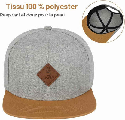 Casquette Snapback Homme Femme, Casquette de Baseball été Réglable, Coton Anti-Soleil Baseball Cap, Casquette Visiere Plate, Casquettes Sport Extérieur Sunhat Chapeau pour Grosses Têtes 56-61CM