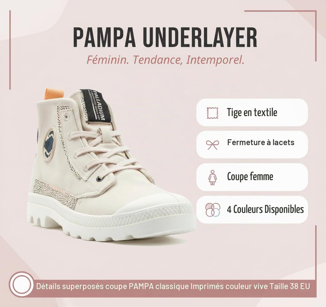 Palladium Pampa Underlayer — Boot Mid-Cut Femme Blanc