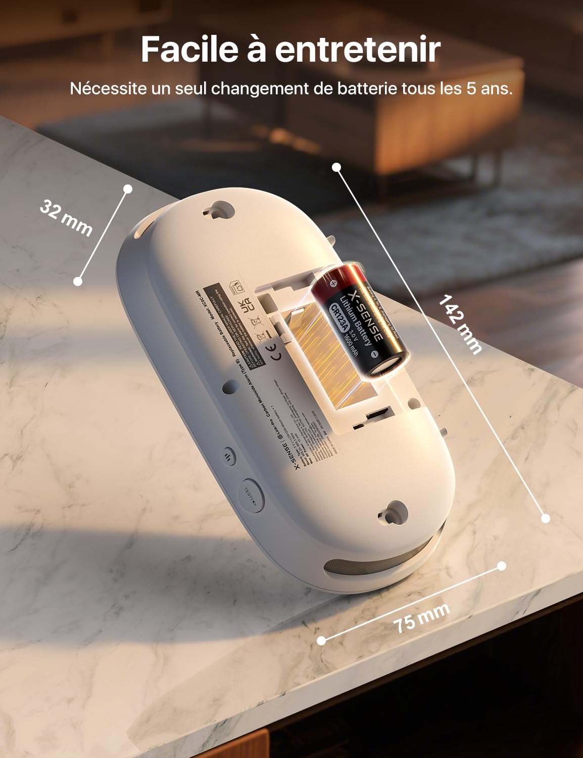 X-Sense XC0C-SR –    Détecteur de Monoxyde de Carbone Autonome Capteur Électrochimique 10 Ans - LCD