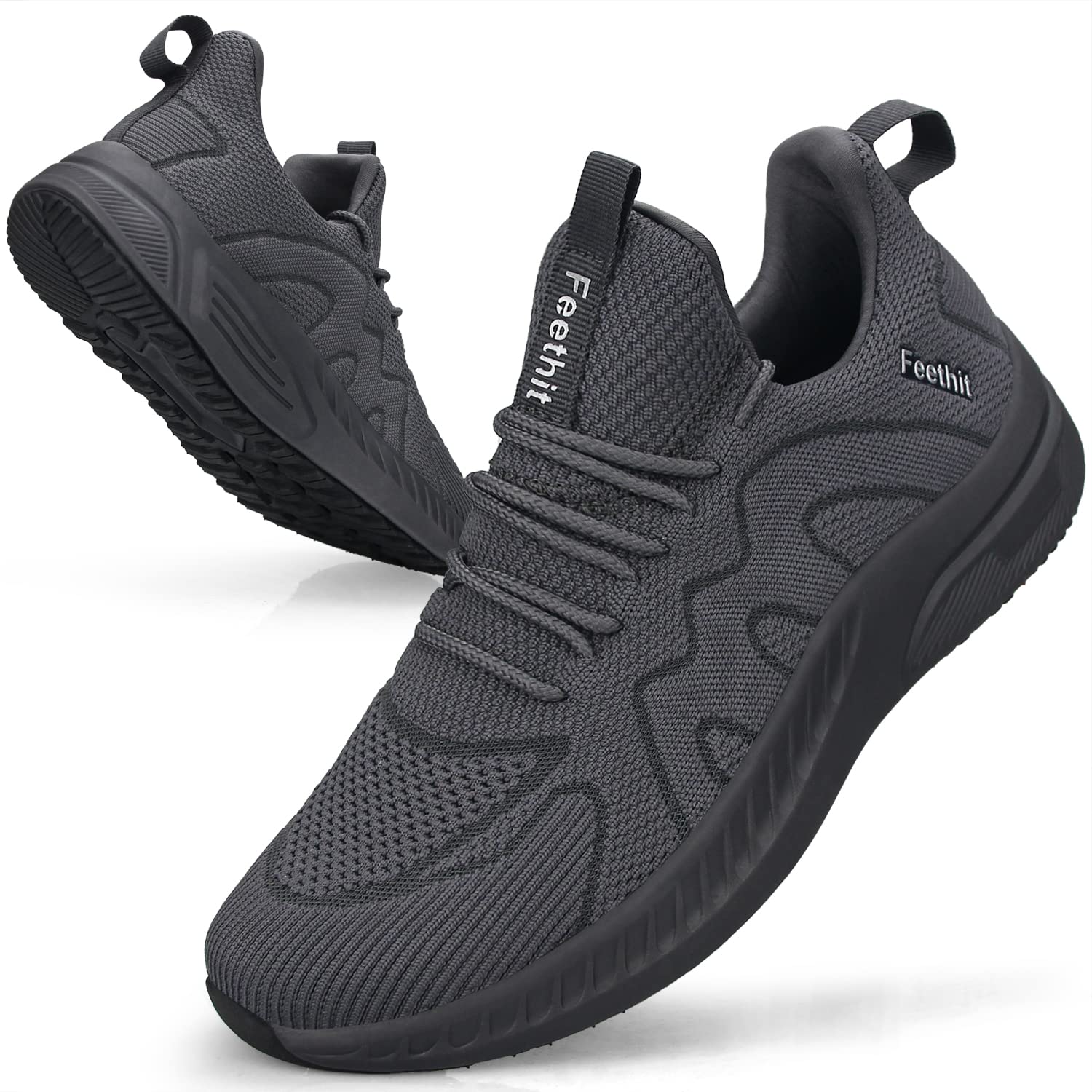 Feethit Baskets et Chaussures de Sport Homme Tennis Running Marche Sneakers | Mesh respirant, intérieur doux, amorti EVA, semelle en caoutchouc antidérapante, lacets réglables, sport et quotidien - PATOGAZ