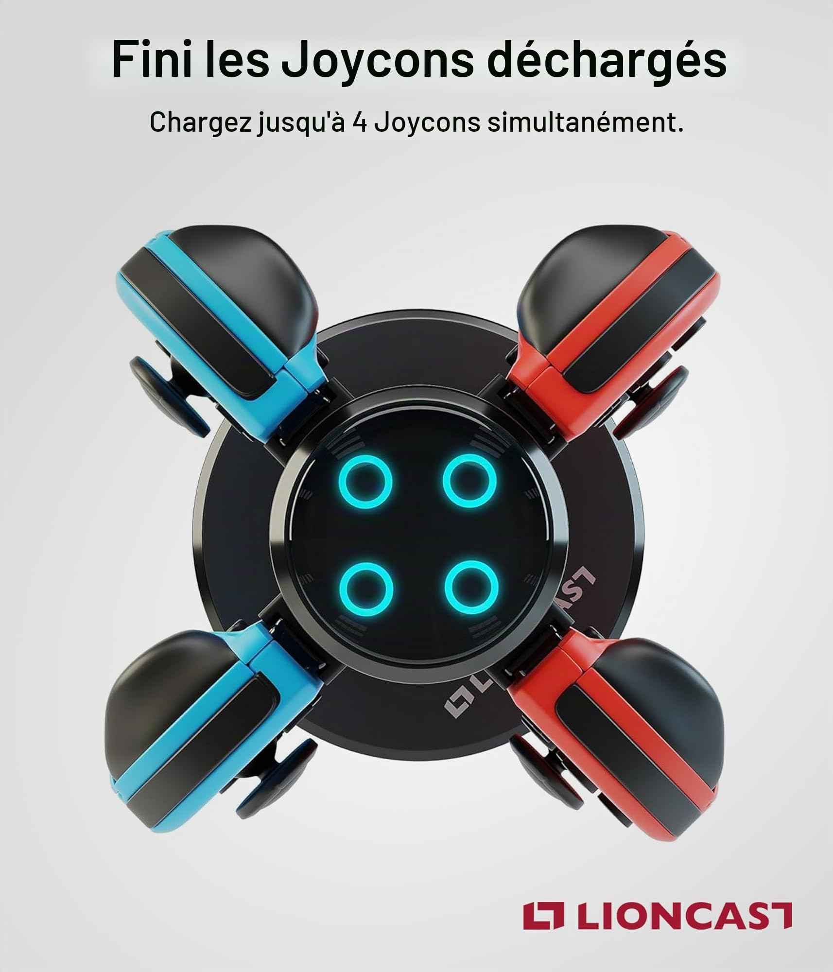 LIONCAST® Station de Charge Joy-Con [avec INDICATEUR DE Charge LED] - Support Manette Switch 2 - Support de Recharge Joy-Con 2 - Compatible exclusivement avec Les Joy-Con de la Nintendo Switch 2