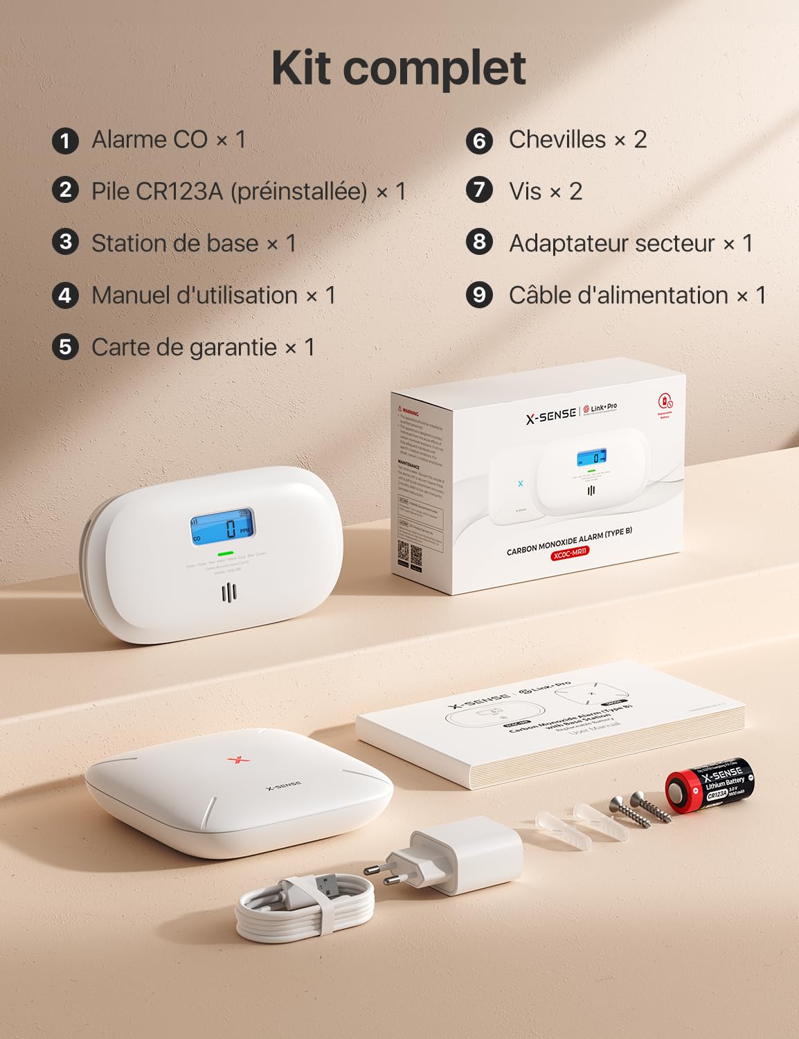 X-Sense XC0C-SR –    Détecteur de Monoxyde de Carbone Autonome Capteur Électrochimique 10 Ans - LCD