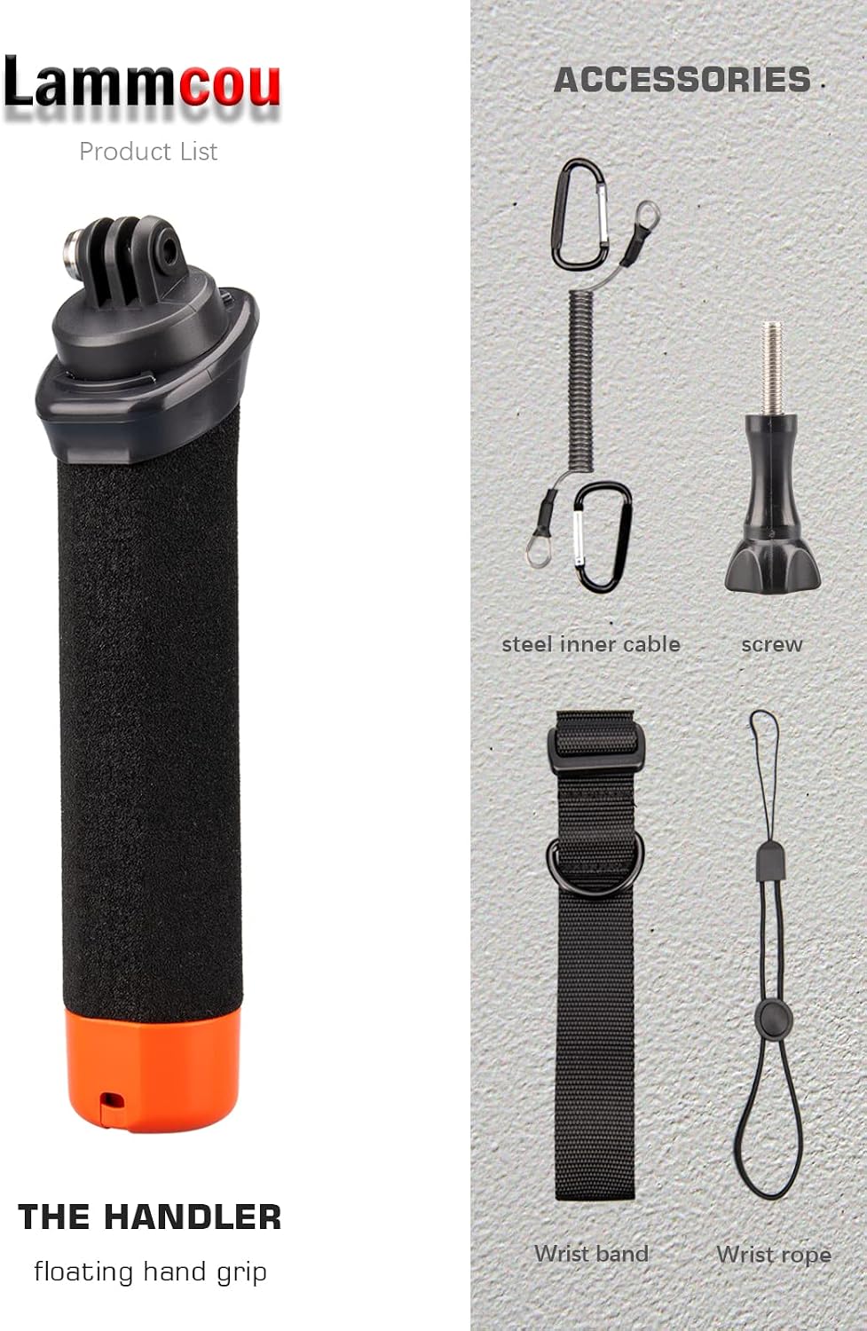 Poignée Flottante GoPro - Lammcou – Monopode Étanche avec Corde de Sécurité & Bracelet - Compatible Hero 13/12/11/10/9, Insta360, DJI