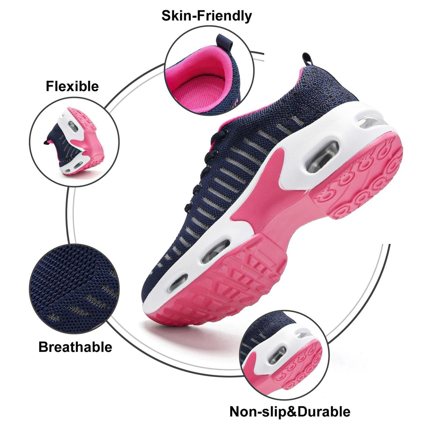 Myztra Femme Baskets Running Coussin Amortissant | Marche, Amortissantes, Légères, Respirantes, Antidérapantes, Confortables, Fitness, Gym, Jogging, Quotidien - PATOGAZ