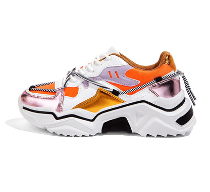 LUCKY STEP Baskets Femme à Plateforme – Chaussures Chunky Dad Rétro, Baskets à Blocs de Couleurs pour Usage Quotidien et Promenades - PATOGAZ