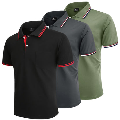 Pack 3 Polos Homme — Respirant Séchage Rapide