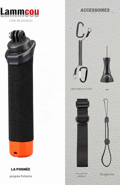 Lammcou Poignée Flottante, Go Pro étanche Handler pour plongée sous-Marine, Monopode avec Corde de sécurité et Bracelet, Floating Hand Grip pour Hero 13 12 11 10 9 Go3 X3 Accessoires | Monopode avec Corde de sécurité et Bracelet, Floating Hand Grip pour H