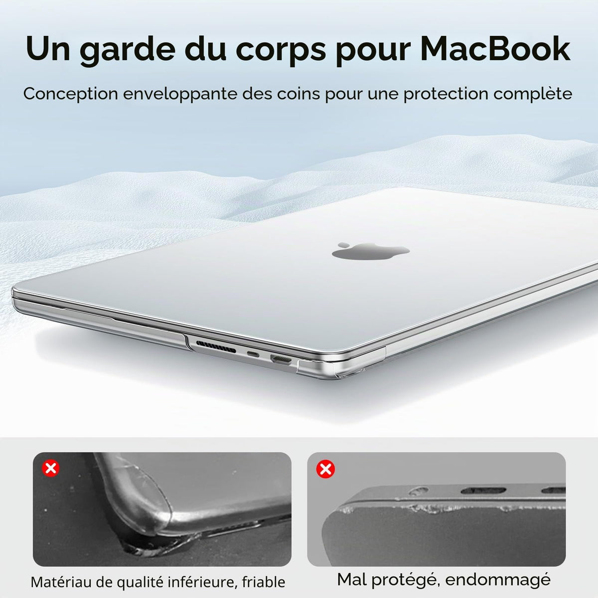 Coque MacBook Air 13,6" Crystal Clear — Compatible M2 / M3 / M4 / M5 (2022–2026)