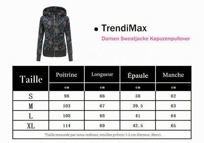 TrendiMax Sweat à Capuche Femme Pull à Capuche avec Fermeture Éclair Hoodie Imprimé pour Femmes - PATOGAZ