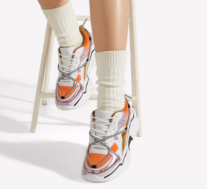 LUCKY STEP Baskets Femme à Plateforme – Chaussures Chunky Dad Rétro, Baskets à Blocs de Couleurs pour Usage Quotidien et Promenades - PATOGAZ