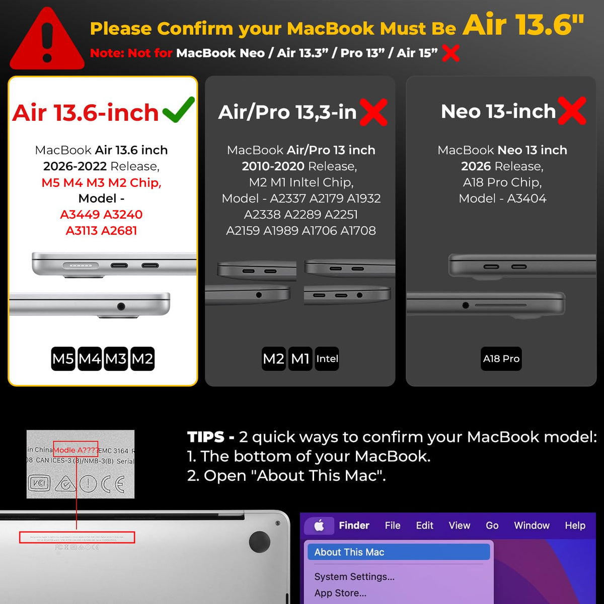 Coque MacBook Air 13,6" Crystal Clear — Compatible M2 / M3 / M4 / M5 (2022–2026)