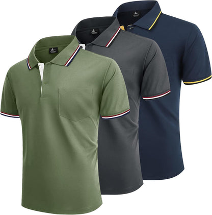 Pack 3 Polos Homme — Respirant Séchage Rapide