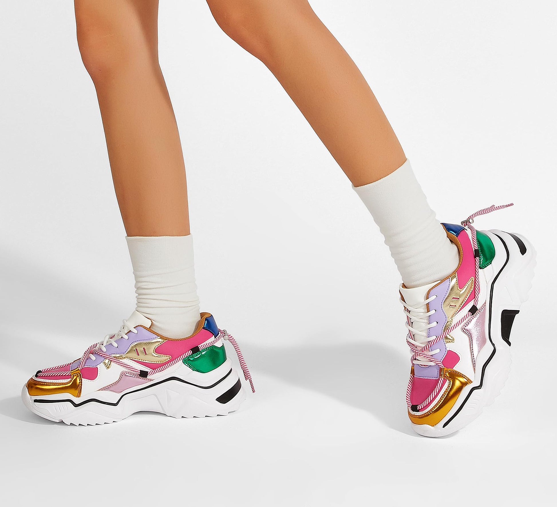 LUCKY STEP Baskets Femme à Plateforme – Chaussures Chunky Dad Rétro, Baskets à Blocs de Couleurs pour Usage Quotidien et Promenades - PATOGAZ