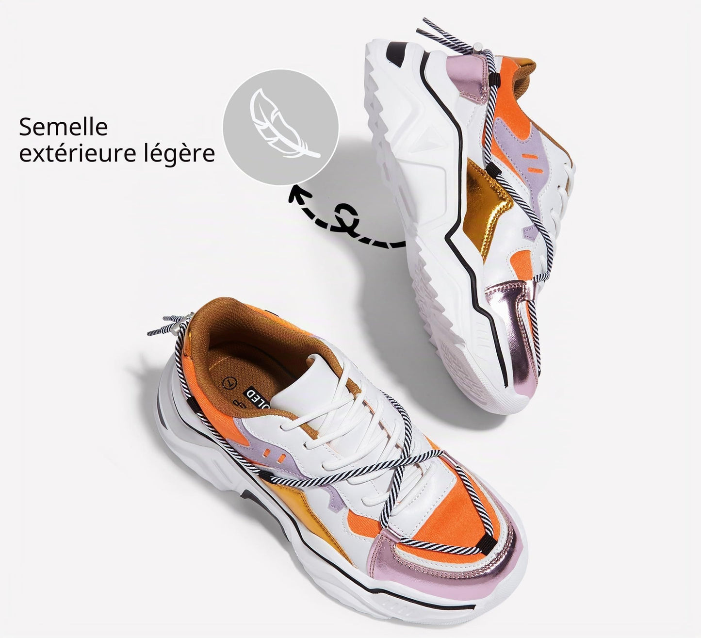 LUCKY STEP Baskets Femme à Plateforme – Chaussures Chunky Dad Rétro, Baskets à Blocs de Couleurs pour Usage Quotidien et Promenades - PATOGAZ