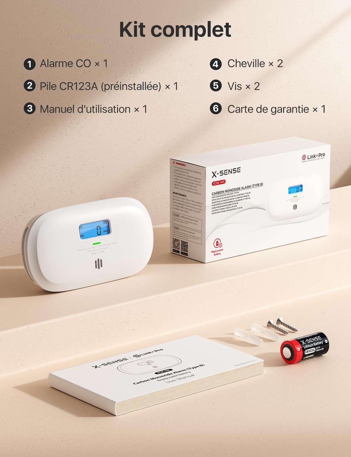 X-Sense XC0C-SR –    Détecteur de Monoxyde de Carbone Autonome Capteur Électrochimique 10 Ans - LCD