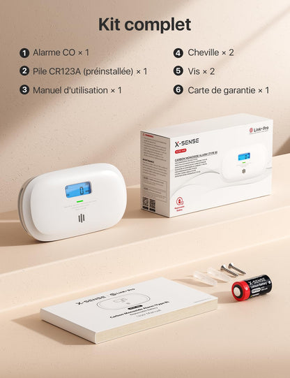 X-Sense XC0C-SR –    Détecteur de Monoxyde de Carbone Autonome Capteur Électrochimique 10 Ans - LCD
