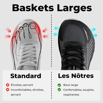 Baskets Larges Chaussures de Sport Homme | Chaussures à bout large, Pieds Larges, Respirant, Antidérapant, Amorti, pour Sorties quotidiennes, Fitness, Jogging - PATOGAZ