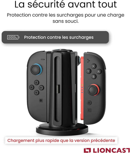 LIONCAST® Station de Charge Joy-Con [avec INDICATEUR DE Charge LED] - Support Manette Switch 2 - Support de Recharge Joy-Con 2 - Compatible exclusivement avec Les Joy-Con de la Nintendo Switch 2