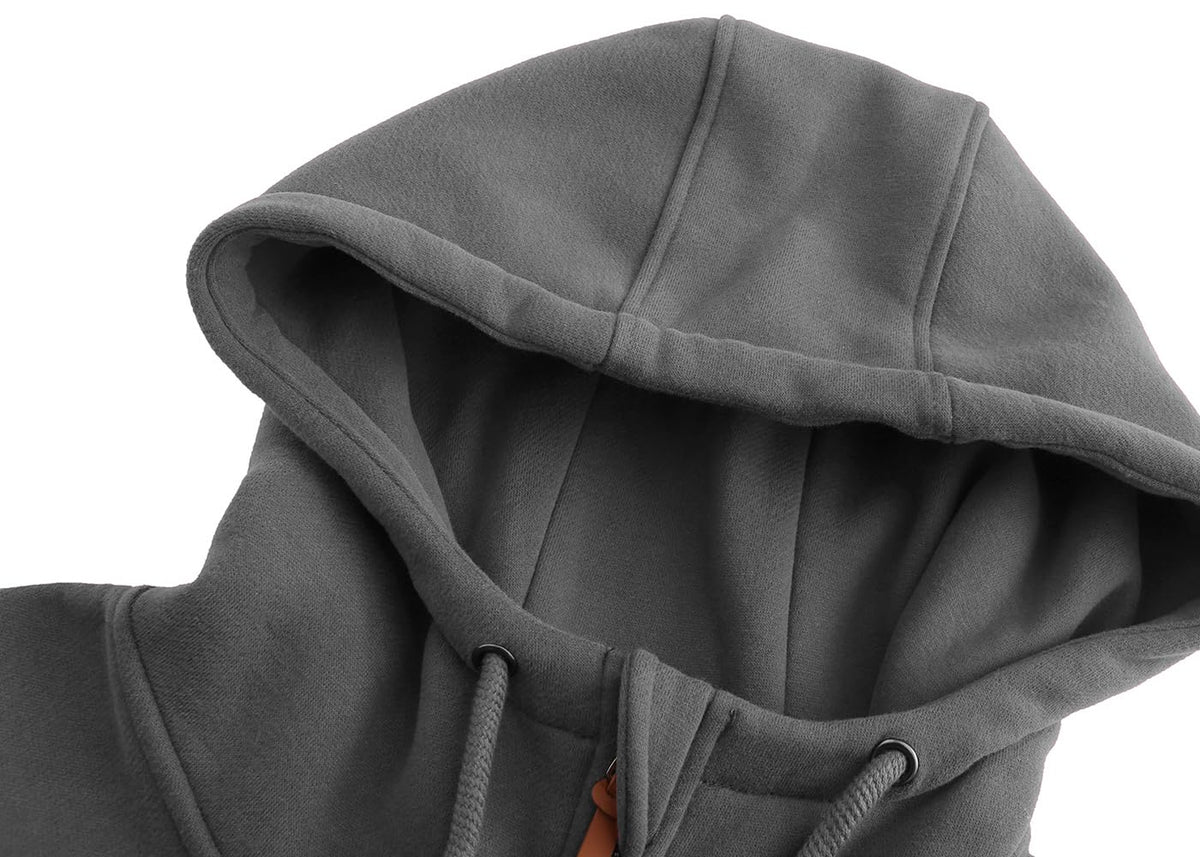 TrendiMax Sweat à Capuche Femmes avec Poches Manches Longues Manteau Femme Hiver Zippé Col Montant Hoodie Femme Chaude Douce Confortable - PATOGAZ