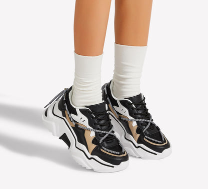 LUCKY STEP Baskets Femme à Plateforme – Chaussures Chunky Dad Rétro, Baskets à Blocs de Couleurs pour Usage Quotidien et Promenades - PATOGAZ