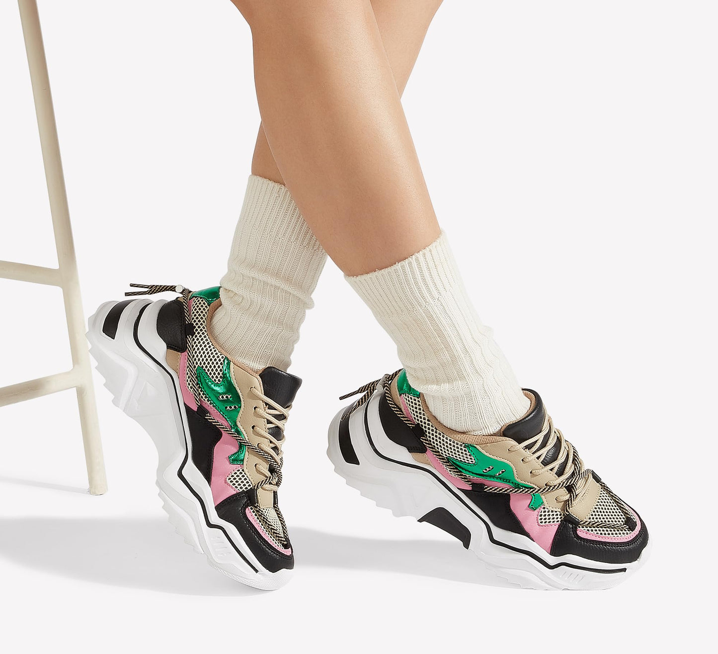 LUCKY STEP Baskets Femme à Plateforme – Chaussures Chunky Dad Rétro, Baskets à Blocs de Couleurs pour Usage Quotidien et Promenades - PATOGAZ