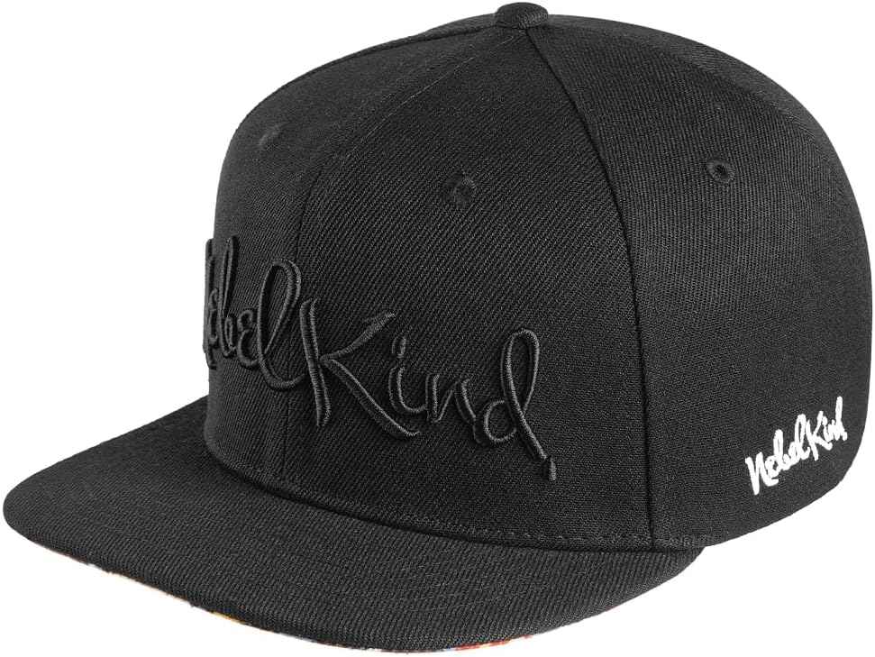 Nebelkind Casquette Snapback pour Homme et Femme - Noir - Taille Unique - Taille Unique - Réglable - Unisexe - De qualité supérieure - Style Streetwear - Casquette de Baseball avec visière Droite -