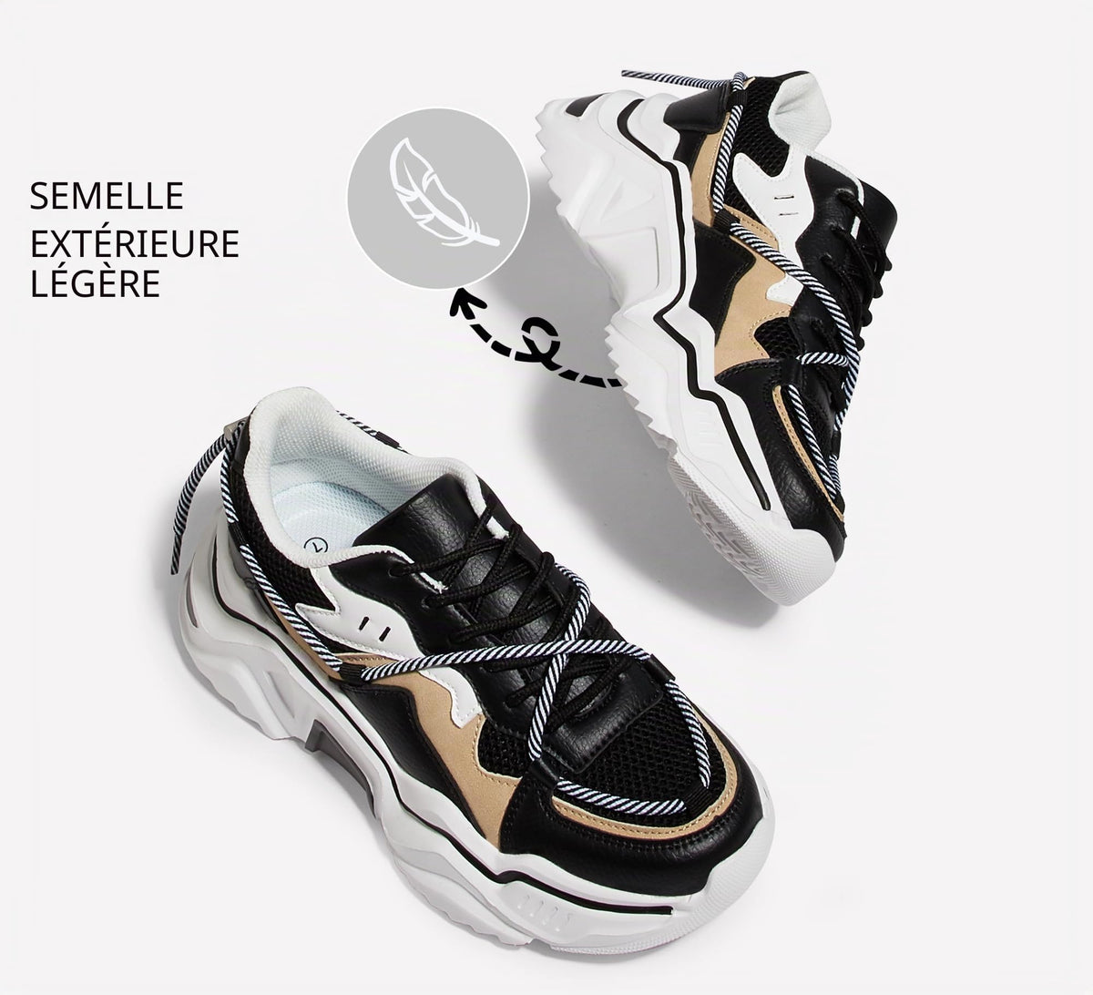 LUCKY STEP Baskets Femme à Plateforme – Chaussures Chunky Dad Rétro, Baskets à Blocs de Couleurs pour Usage Quotidien et Promenades - PATOGAZ