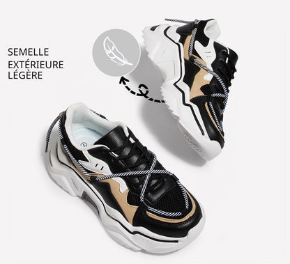 LUCKY STEP Baskets Femme à Plateforme – Chaussures Chunky Dad Rétro, Baskets à Blocs de Couleurs pour Usage Quotidien et Promenades - PATOGAZ