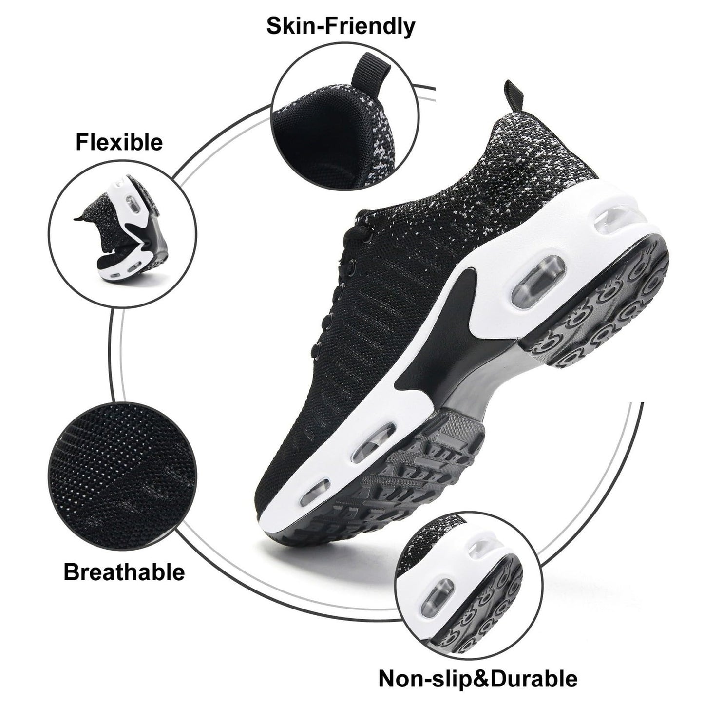 Myztra Femme Baskets Running Coussin Amortissant | Marche, Amortissantes, Légères, Respirantes, Antidérapantes, Confortables, Fitness, Gym, Jogging, Quotidien - PATOGAZ