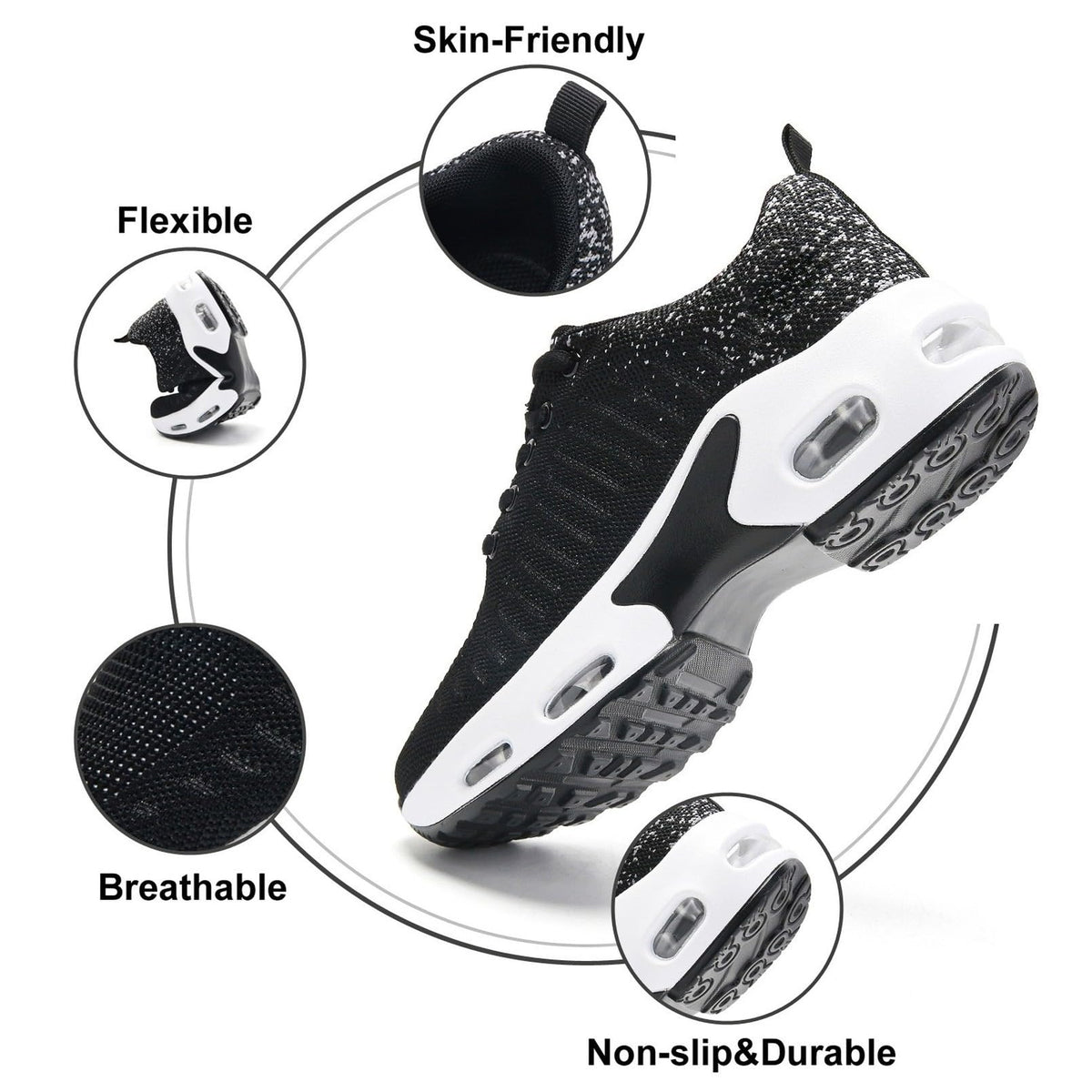 Myztra Femme Baskets Running Coussin Amortissant | Marche, Amortissantes, Légères, Respirantes, Antidérapantes, Confortables, Fitness, Gym, Jogging, Quotidien - PATOGAZ
