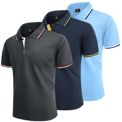 Pack 3 Polos Homme — Respirant Séchage Rapide