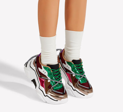 LUCKY STEP Baskets Femme à Plateforme – Chaussures Chunky Dad Rétro, Baskets à Blocs de Couleurs pour Usage Quotidien et Promenades - PATOGAZ